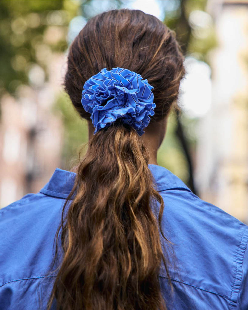 Frisee Striped Scrunchie In Cotton Poplin