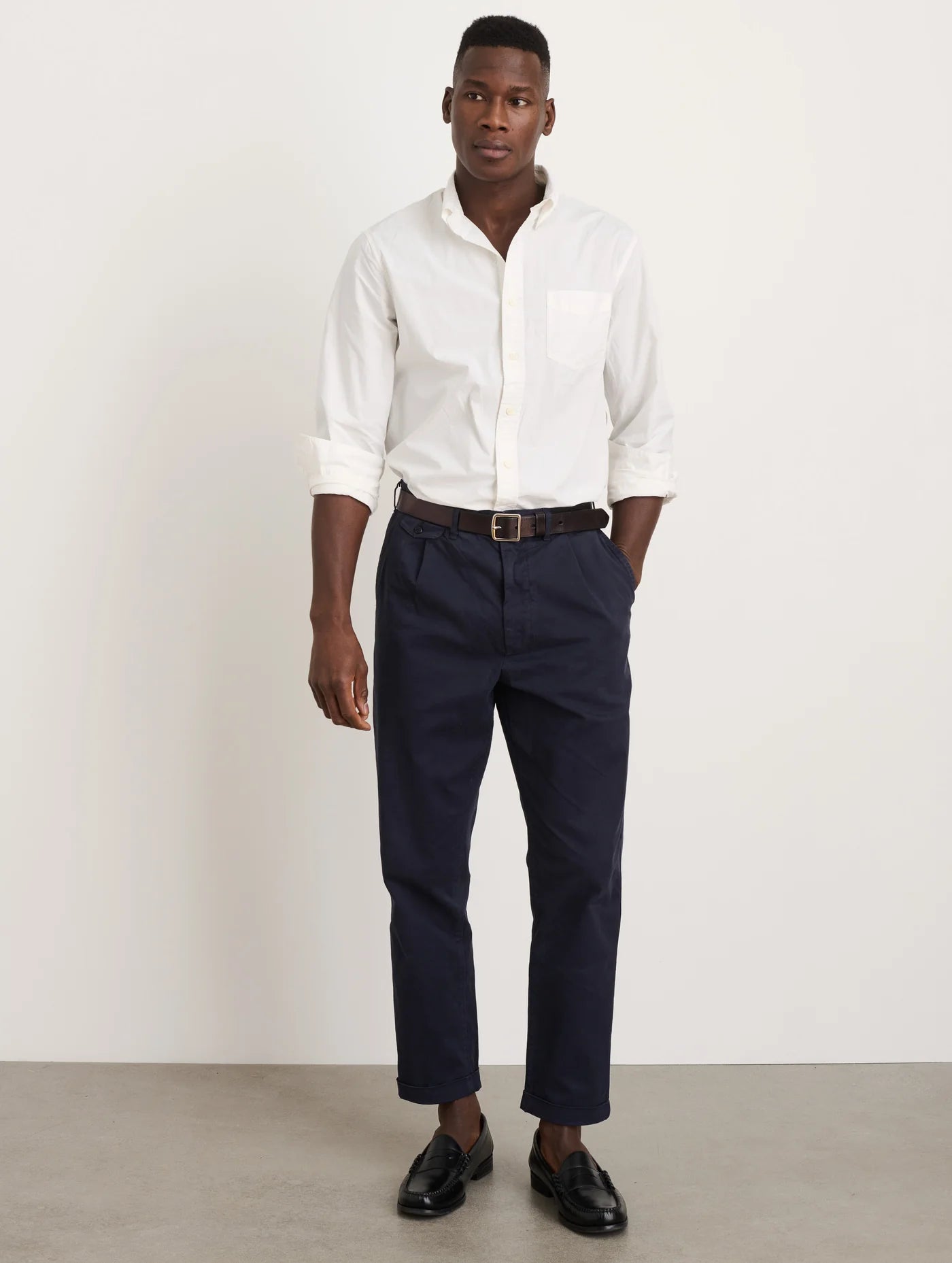 Mill Point Collar Shirt In Cotton Poplin