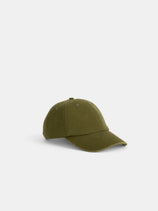 Washed Canvas Baseball Cap in olive green with a curved brim and visible stitching, shown on a plain white background.
