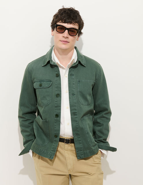 Garment Dyed Work Jacket In Recycled Denim
