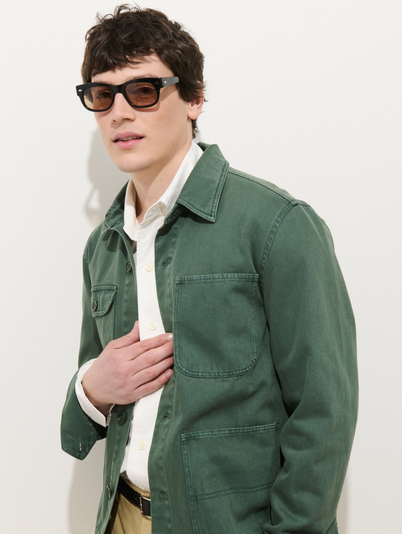 Garment Dyed Work Jacket In Recycled Denim