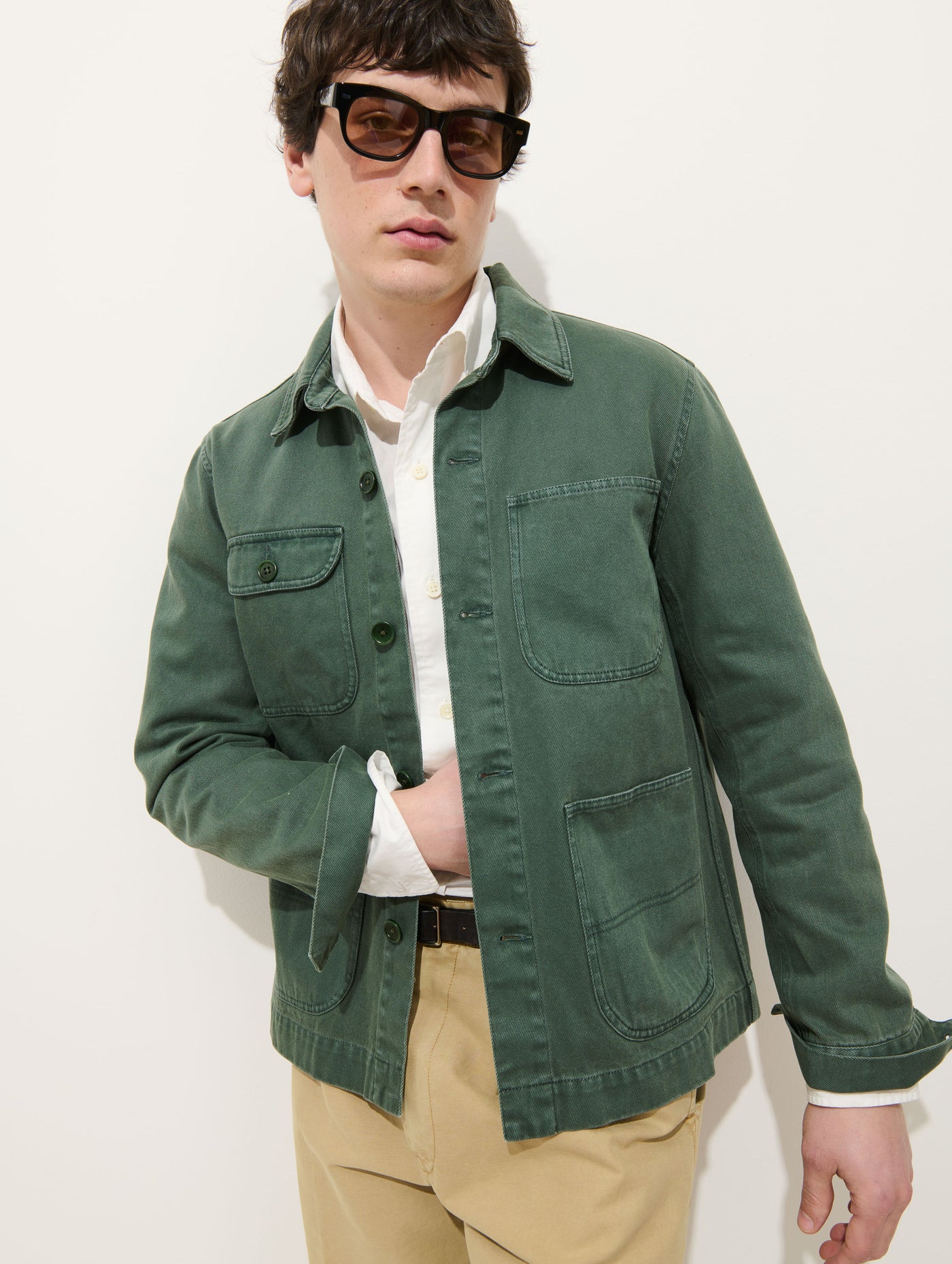 Garment Dyed Work Jacket In Recycled Denim