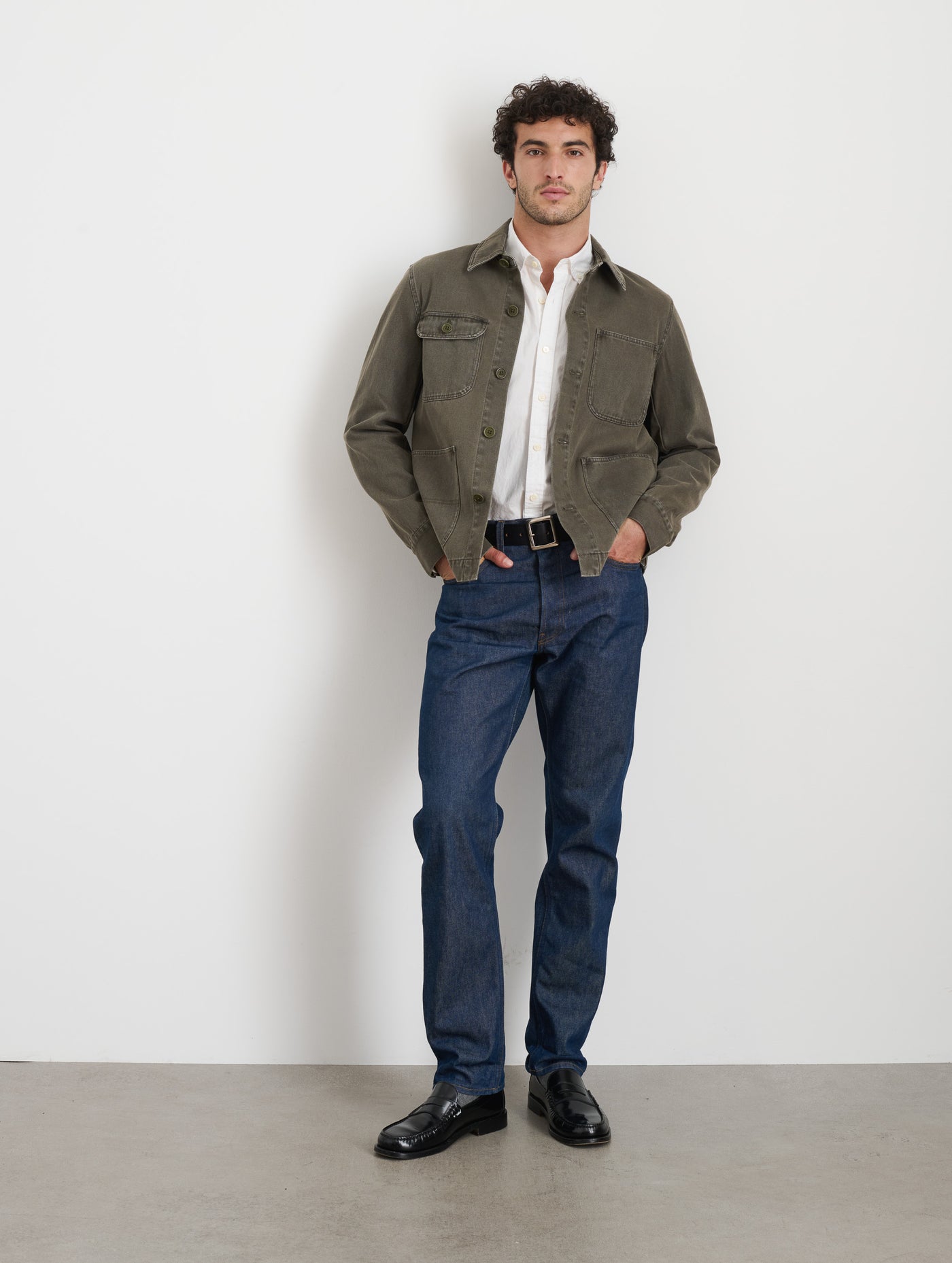 Garment Dyed Work Jacket In Recycled Denim
