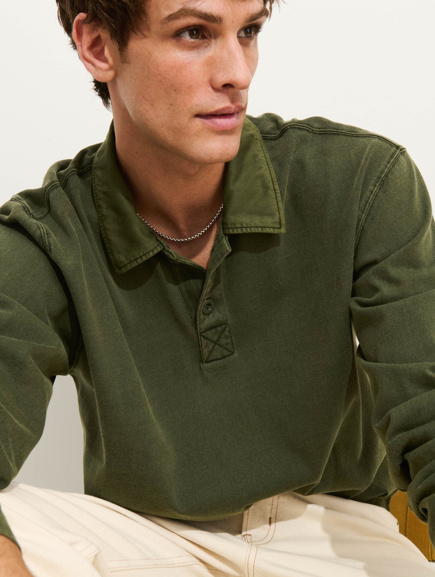 Garment Dyed Rugby Shirt In Cotton Jersey