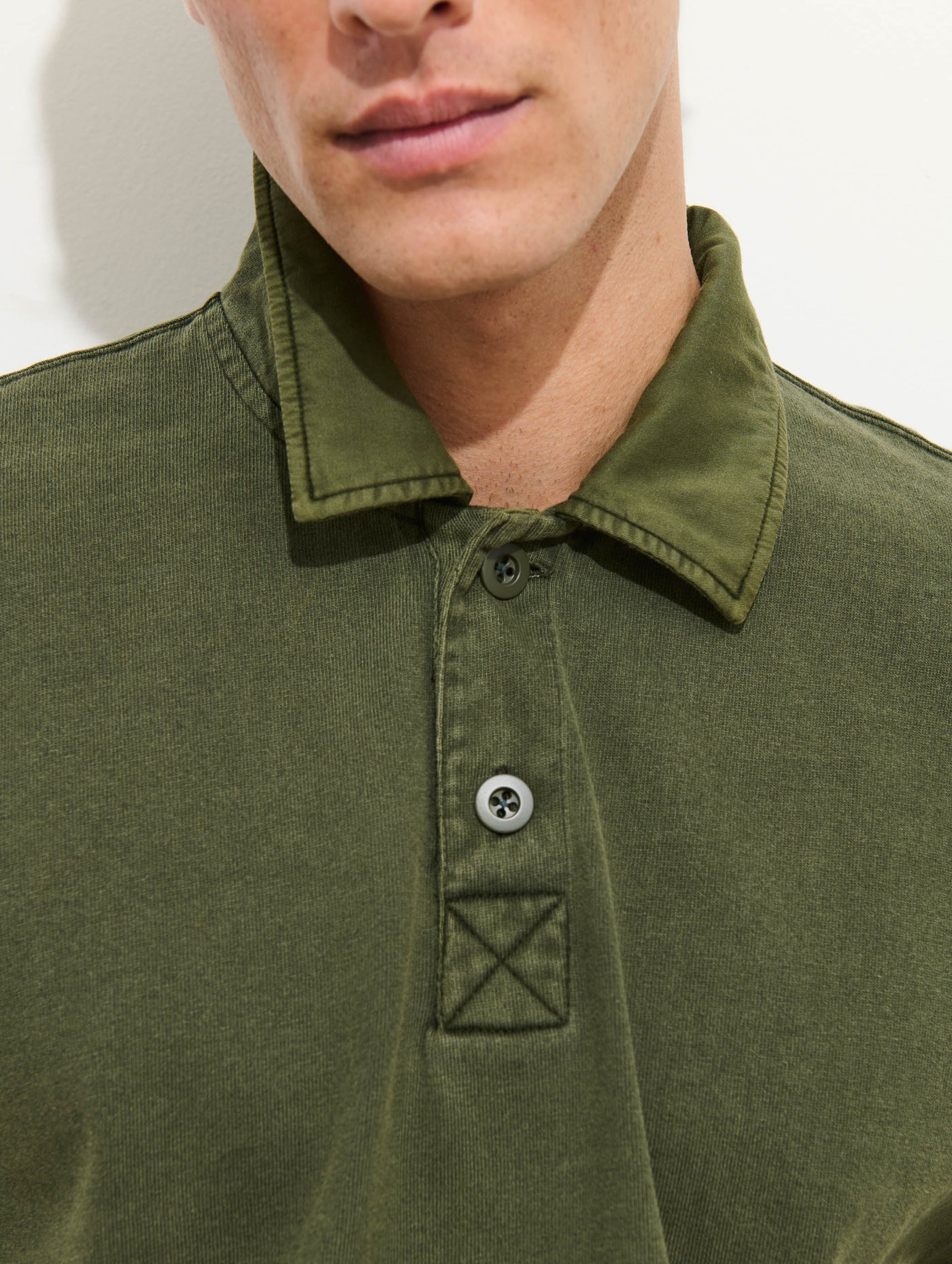 Garment Dyed Rugby Shirt In Cotton Jersey