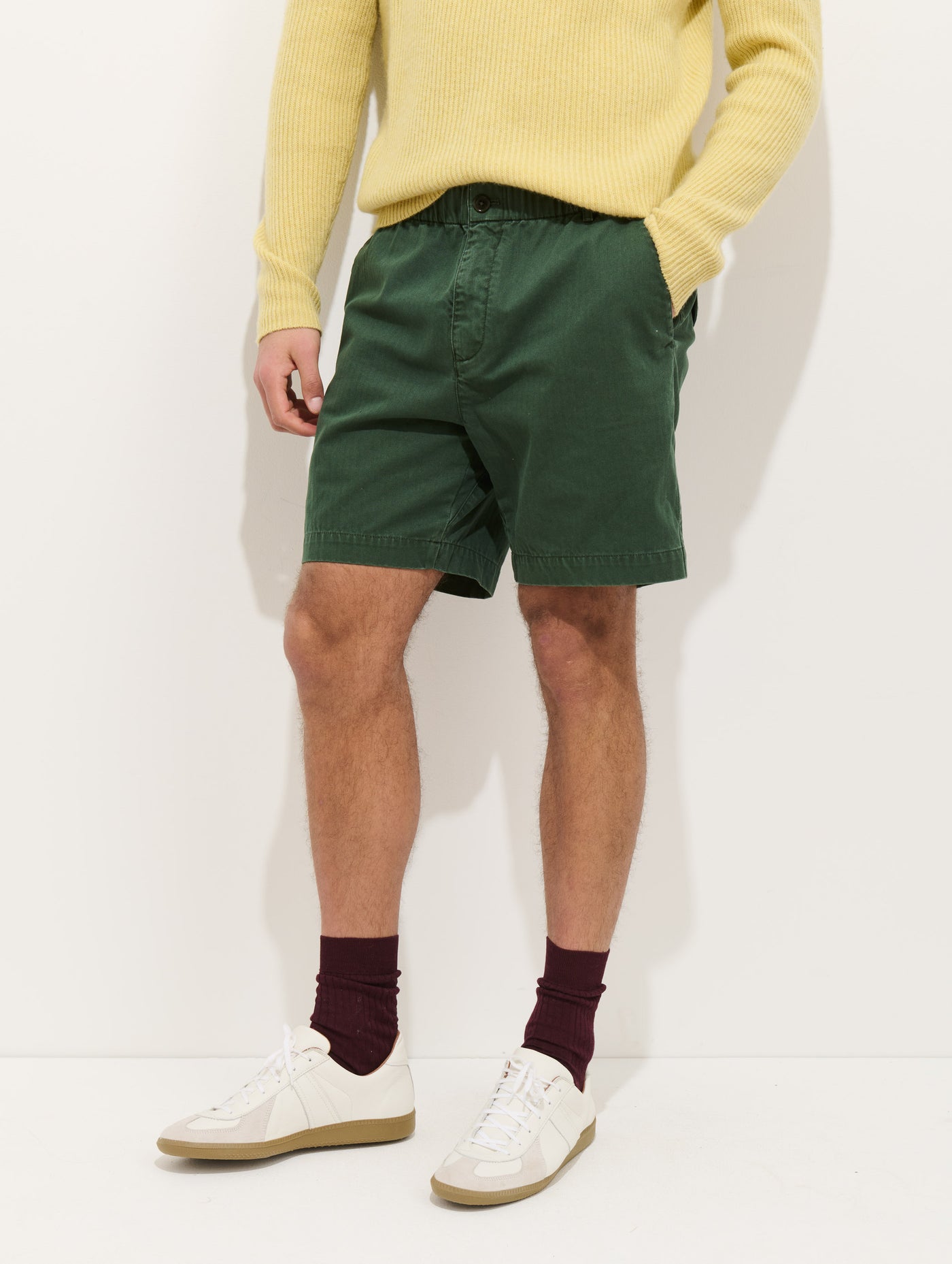 Pull On Short In Cotton Herringbone