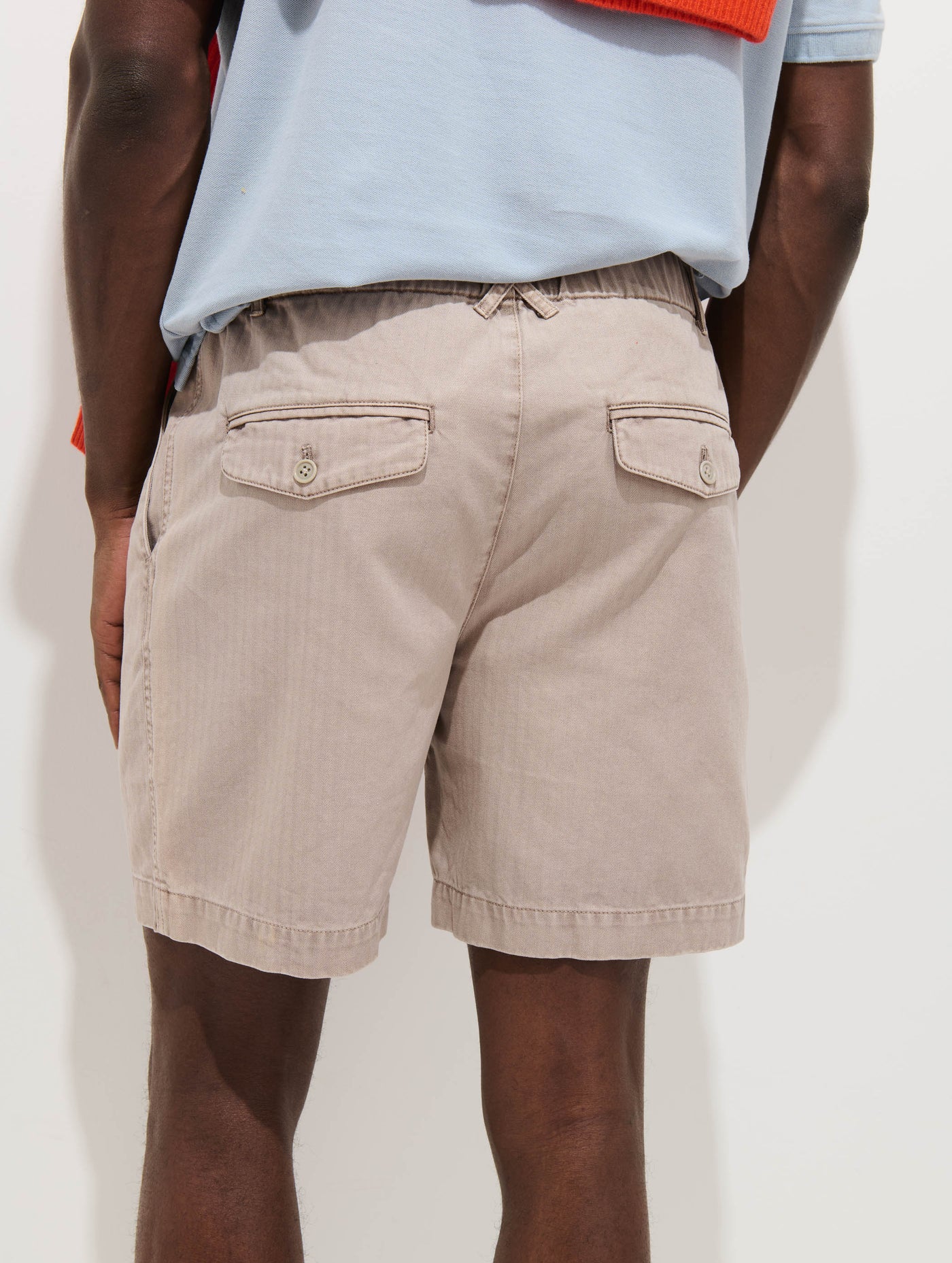 Pull On Short In Cotton Herringbone