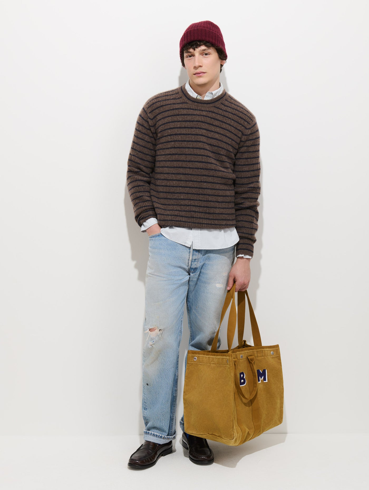 Jordan Striped Sweater in Washed Cashmere