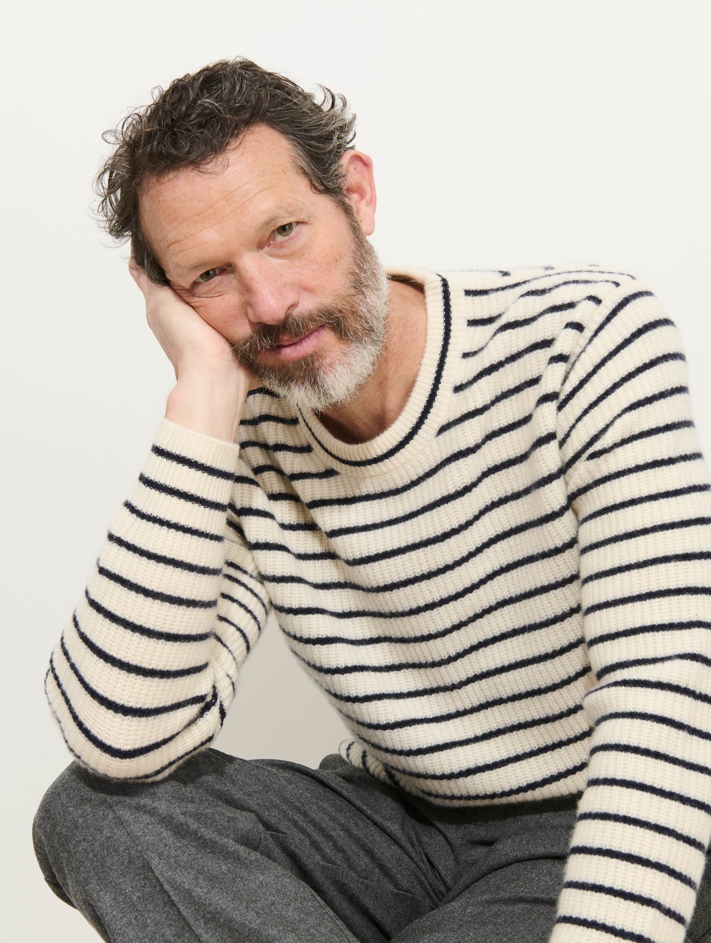 Jordan Striped Sweater in Washed Cashmere
