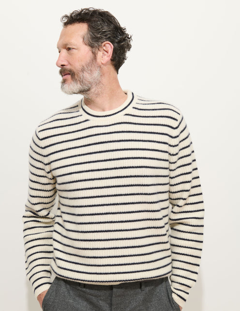 Jordan Striped Sweeter in Washed Cashmere