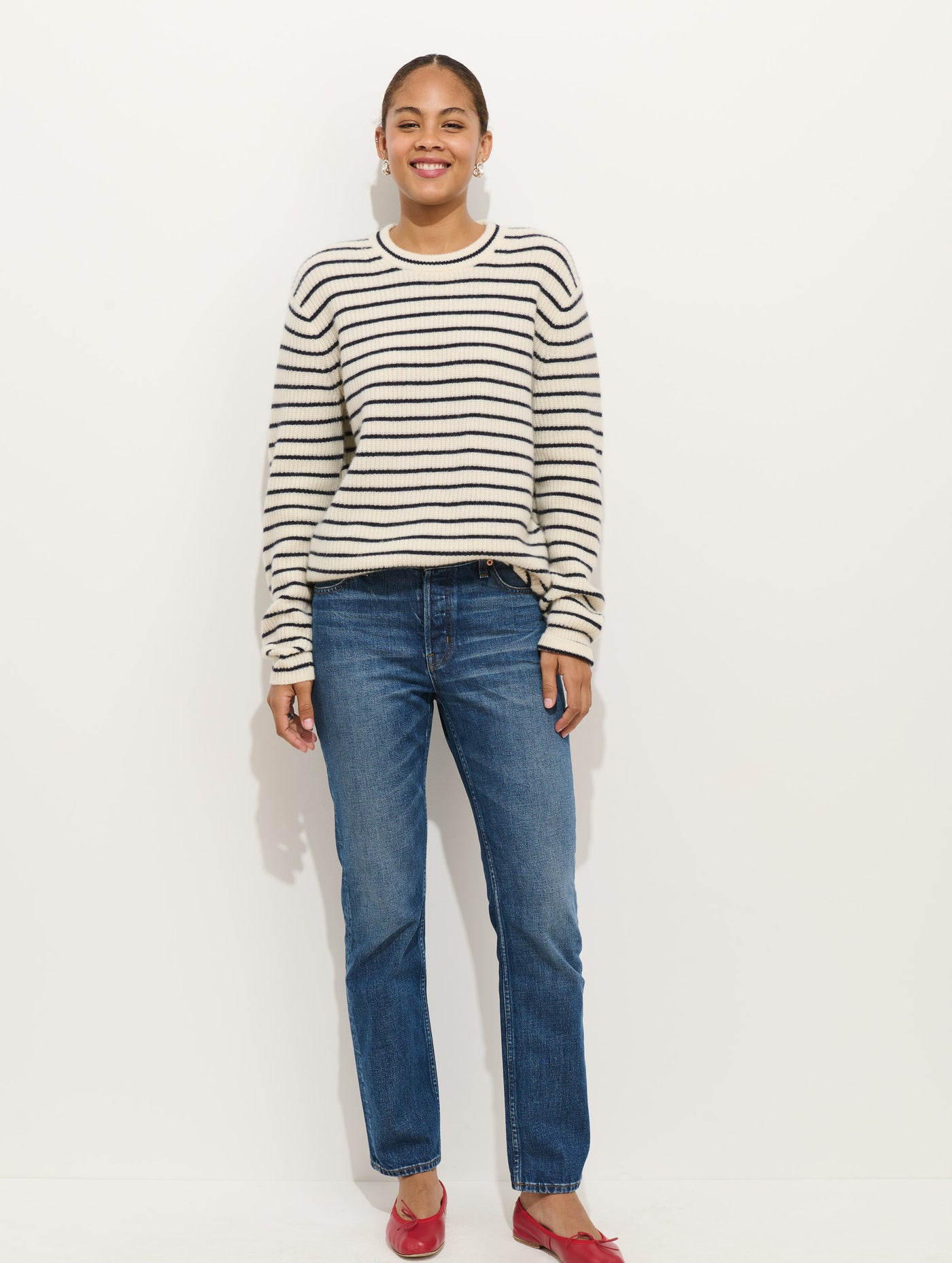Jordan Striped Sweater in Washed Cashmere