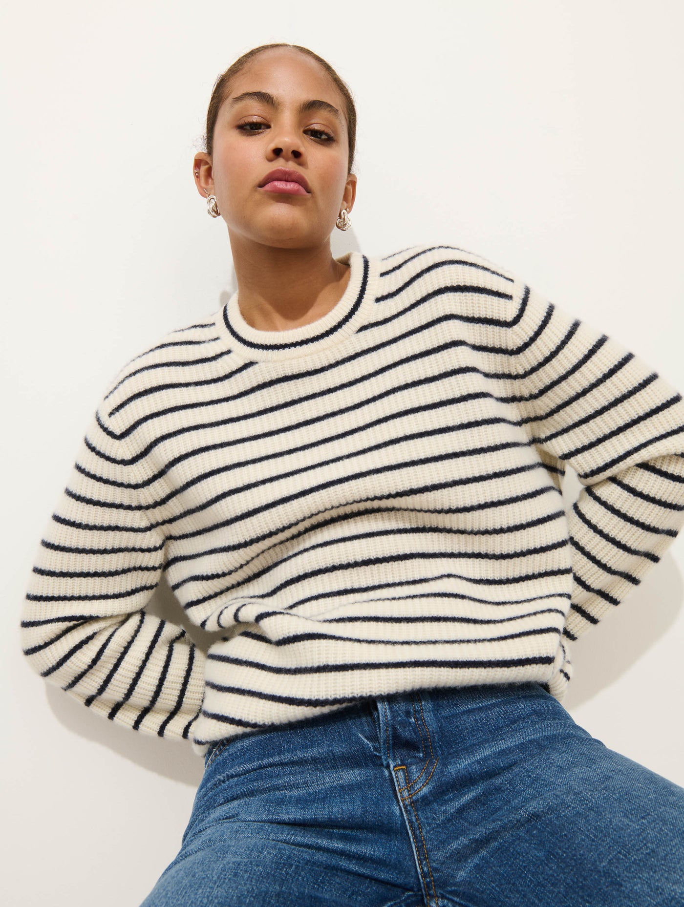 Jordan Striped Sweater in Washed Cashmere
