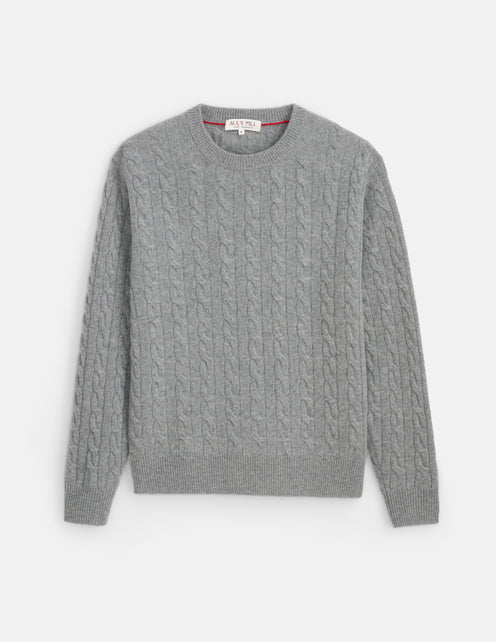 Redford Cable Sweater in Washed Cashmere
