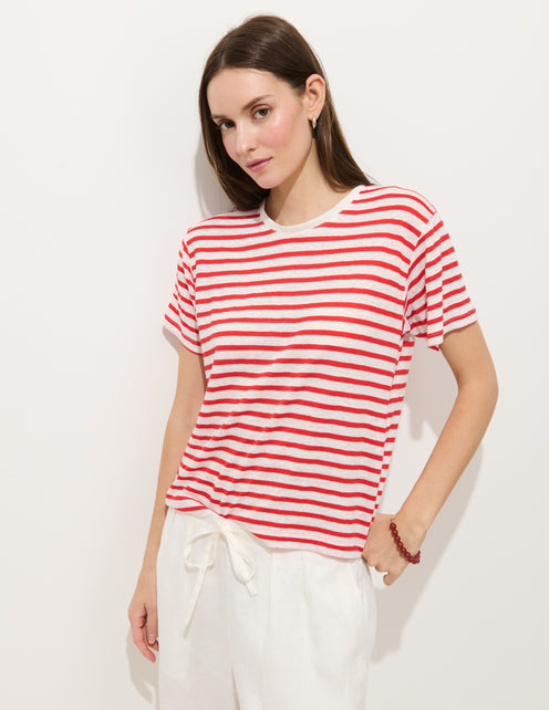 Garcon Striped Tee In Linen Cotton