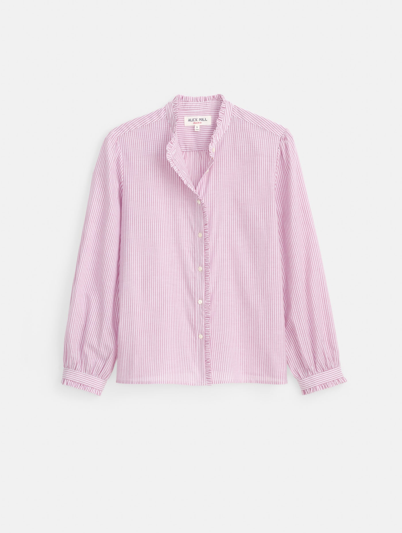 Chantilly Striped Ruffle Shirt In Cotton Voile