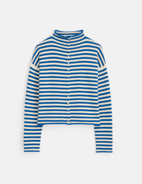Taylor Striped Cardigan In Cotton Cashmere