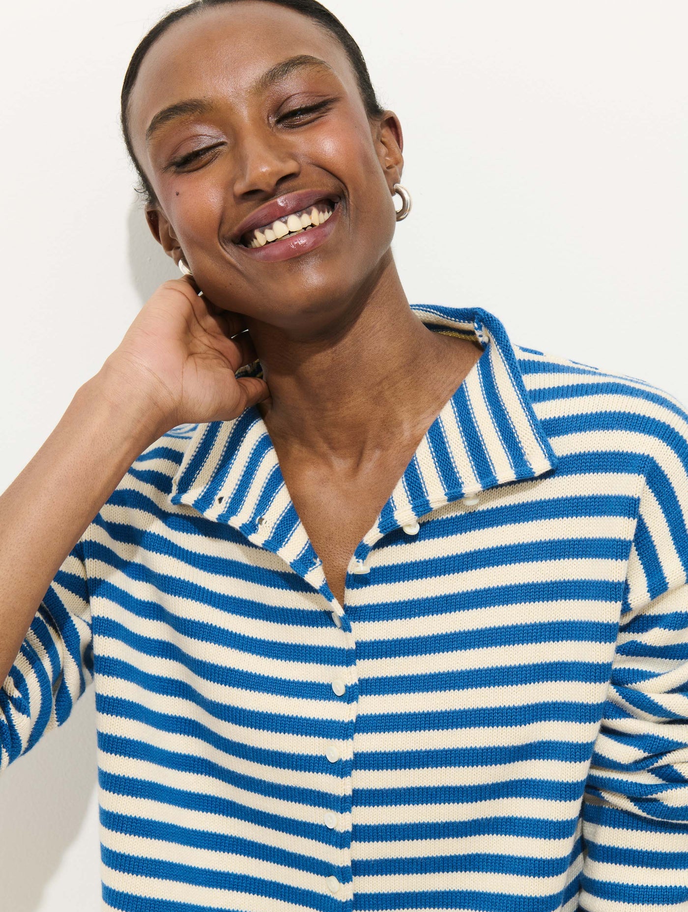 Taylor Striped Cardigan In Cotton Cashmere