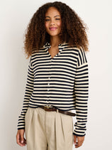 Taylor Striped Cardigan In Cotton Cashmere