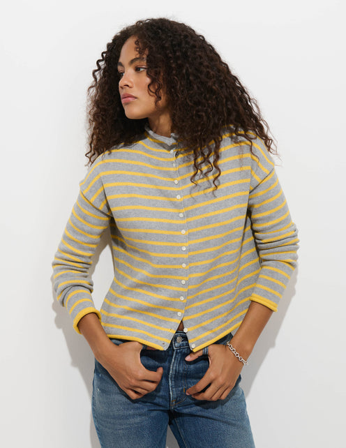 Taylor Striped Cardigan in Cotton Cashmere