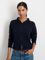 Taylor Rollneck Cardigan In Cotton Cashmere