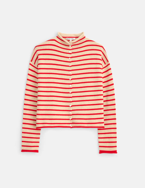 Taylor Striped Cardigan in Cotton Cashmere