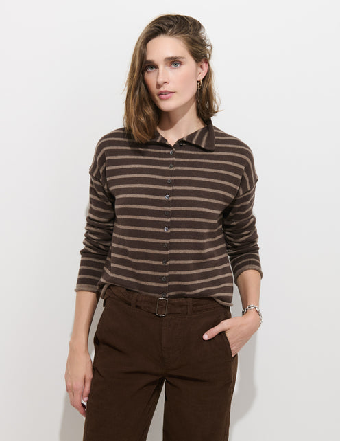 Taylor Striped Cardigan in Cotton Cashmere