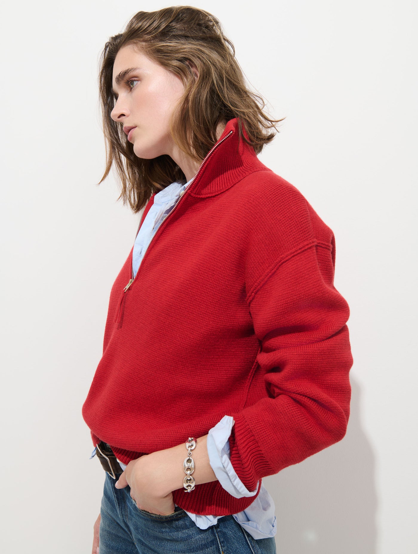 Daphne Half-Zip Sweater in Cotton Cashmere