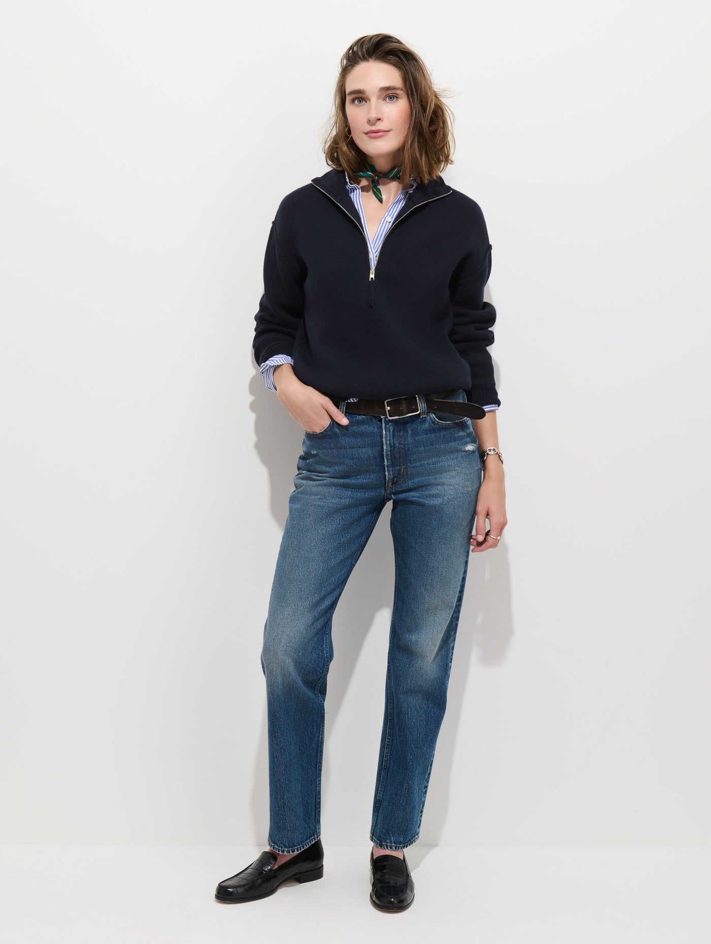 Daphne Half-Zip Sweater in Cotton Cashmere