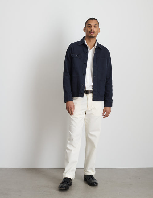 Garment Dyed Work Jacket In Recycled Denim