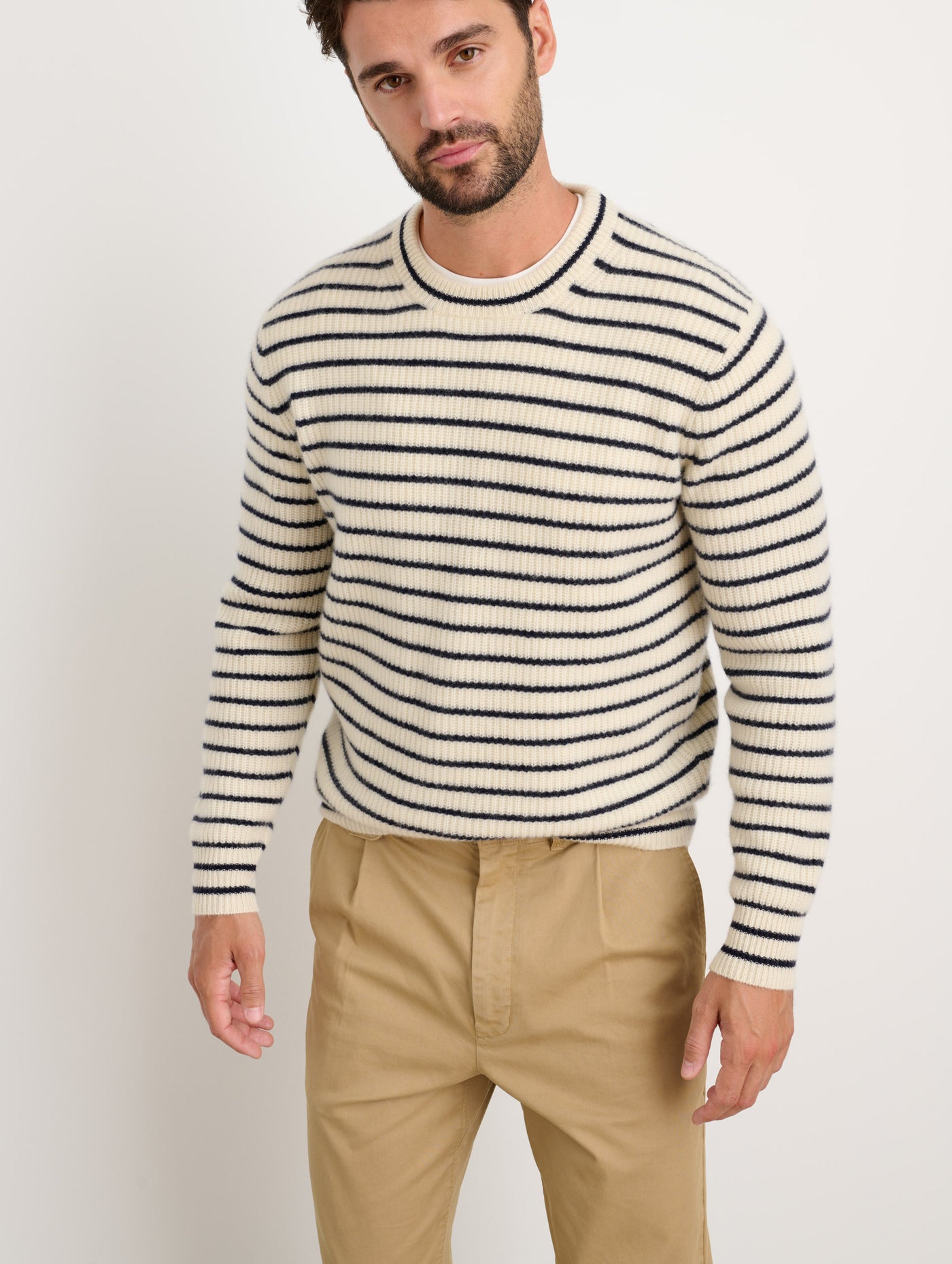Jordan Striped Sweater in Washed Cashmere