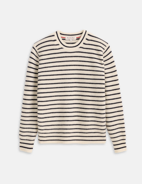 Jordan Striped Sweeter in Washed Cashmere